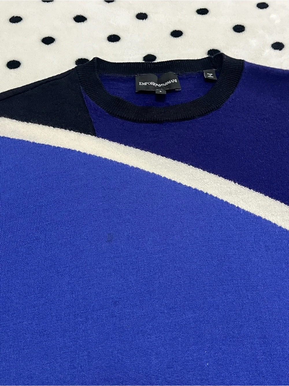Emporio Armani Colorblock Striped Knit Crewneck Sweater Size S
